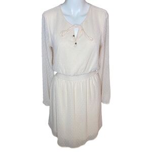 Daniel Rainn Dress Light Peach Dot Long Sleeve Dress Size S